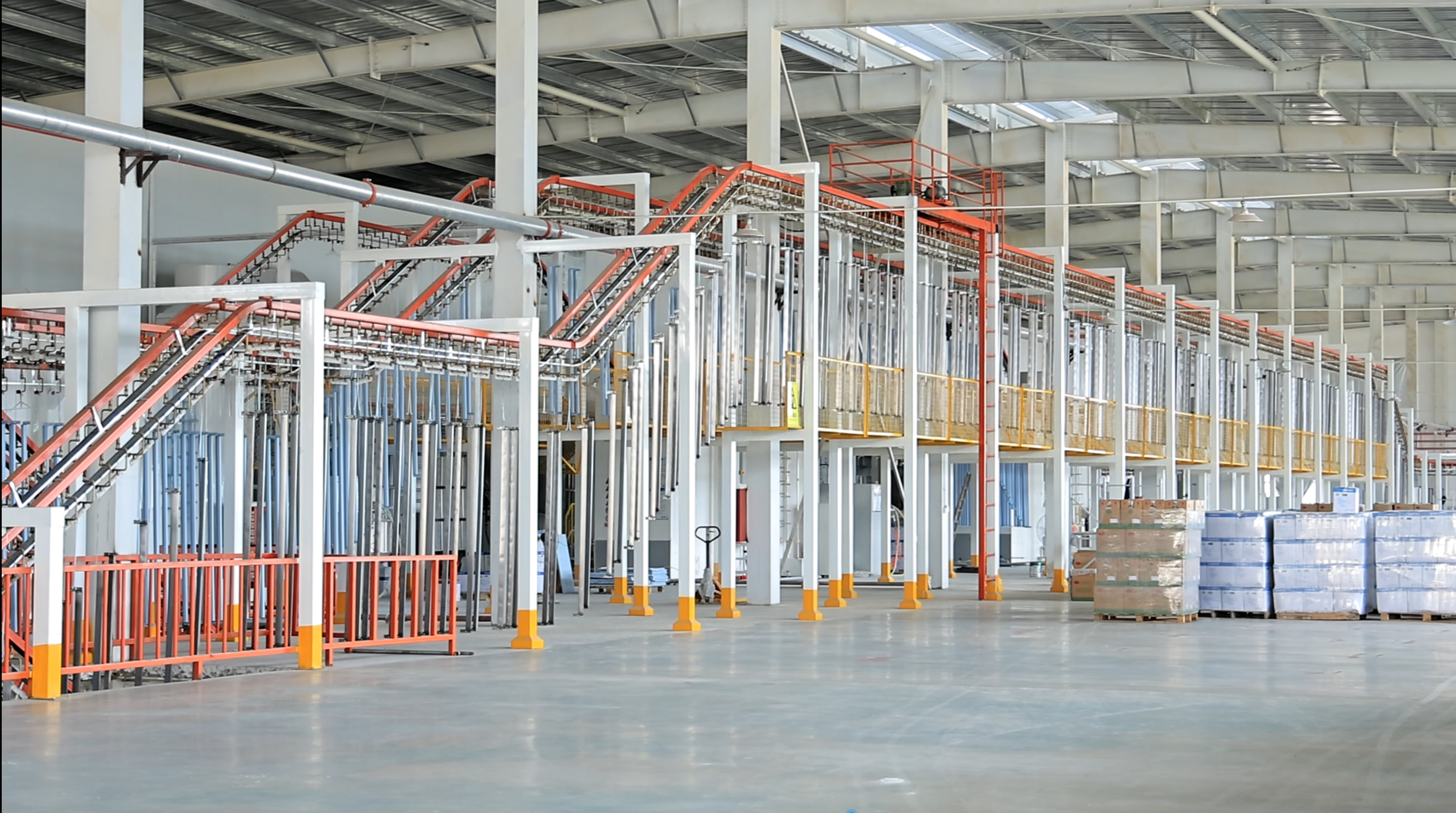 Plastic spraying line of warehouse shelf