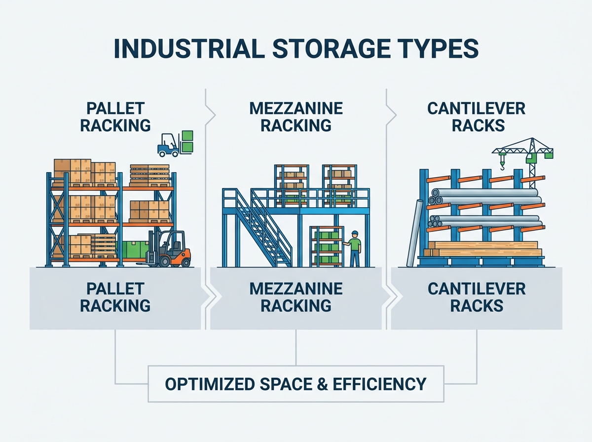 Industrial warehouse racking system installation and layout