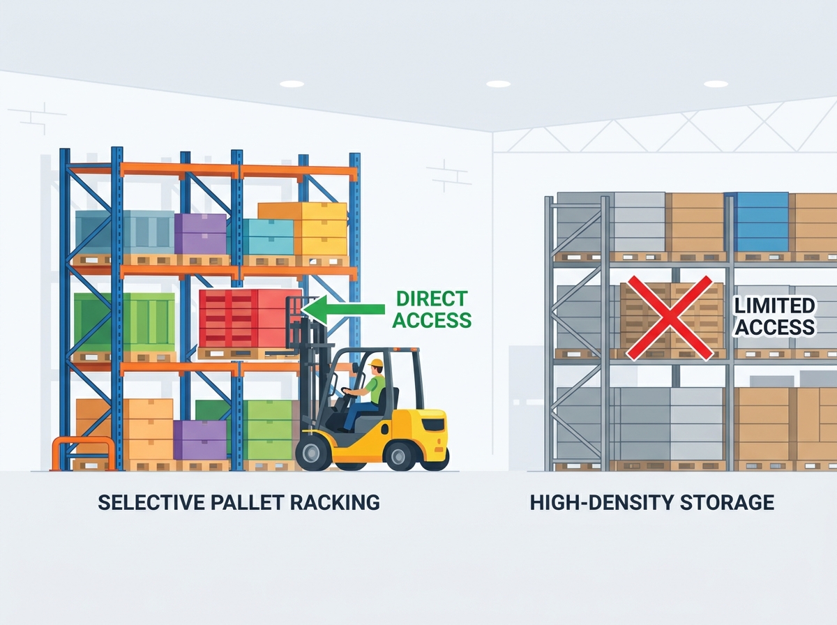 Warehouse selective pallet racking system installation