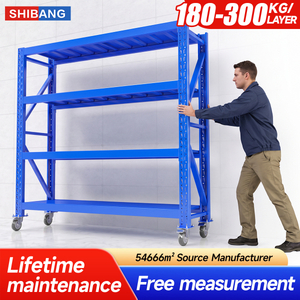 180KG 300KG Load Per Layer Warehouse Rack With 4 Wheels